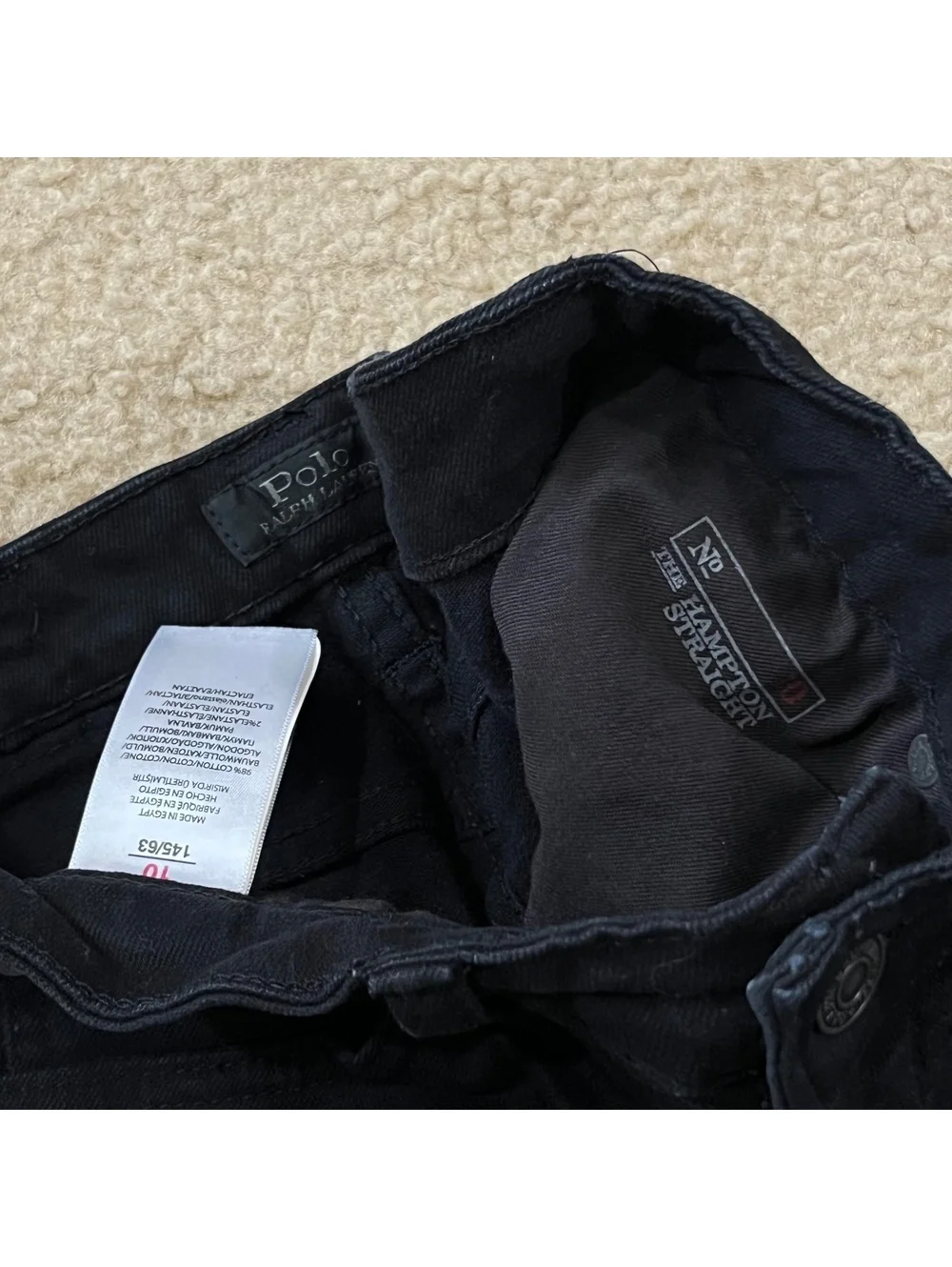 Polo Ralph Lauren Boys The Hampton Straight Black Denim Jeans Size 10